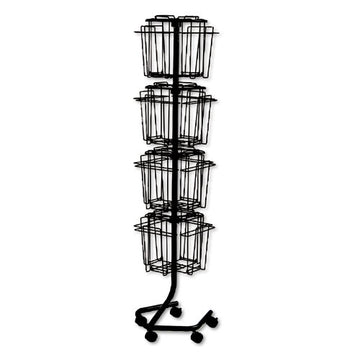 Safco® Wire Rotary Display Racks, 16 Compartments, 15w X 15d X 60h, Charcoal freeshipping - TVN Wholesale